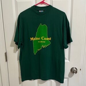 Vintage 100% Cotton Dark Green Maine Coast Railroad T-Shirt Size L